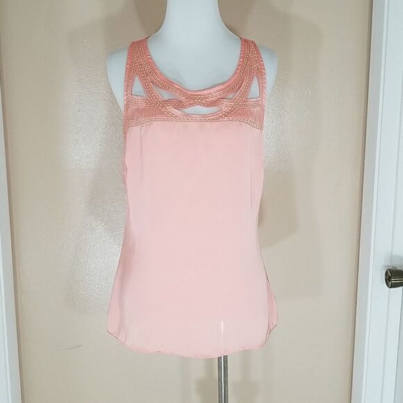 CACHÉ peach top with cutout studded neckline - Picture 1 of 5